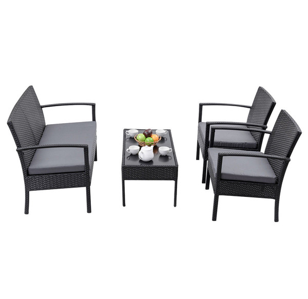 Black Rattan 4-Piece Outdoor Patio Furniture Set  product image
