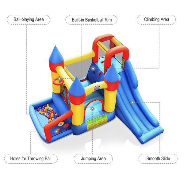 Castle Slide Ball Pit Inflatable Bounce House with Balls & 780W Blower product image