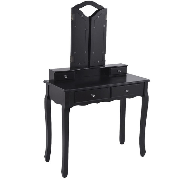 Tri-Folding Mirror Vanity Table Set with Stool product image