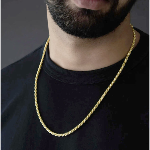 18K-Yellow-Gold Plated 925 Sterling Silver 1.2mm Diamond-Cut Rope Chain product image