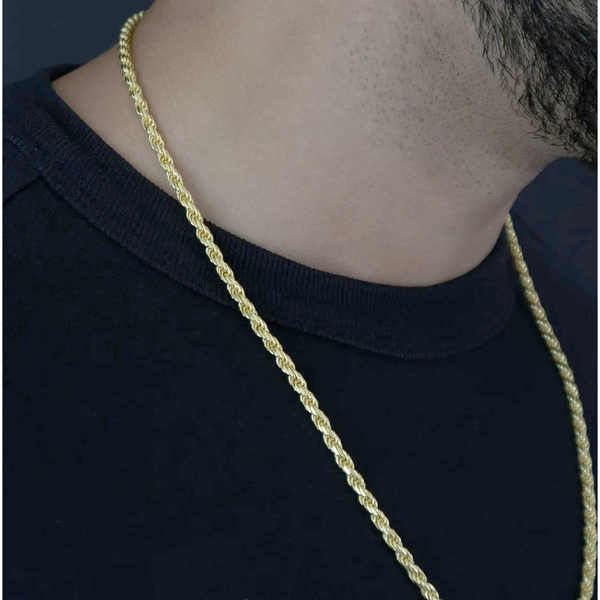 18K-Yellow-Gold Plated 925 Sterling Silver 1.2mm Diamond-Cut Rope Chain product image