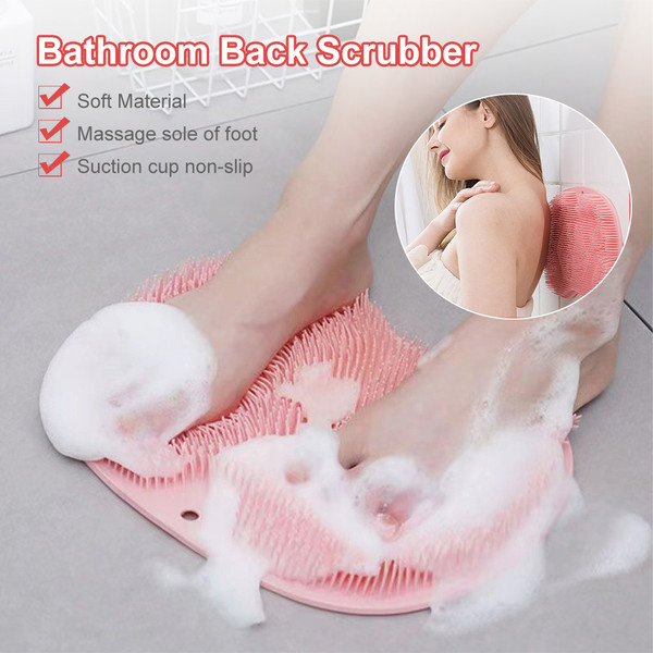 Silicone Back and Foot Shower Scrubber Mat with Suction Cups product image