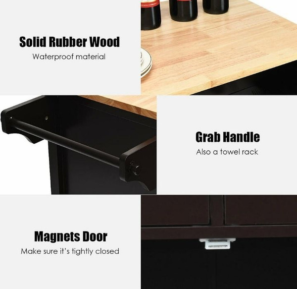 Modern Rolling Wood Top Kitchen Island Cart product image