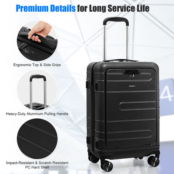 20-Inch Carry-on Hardside Suitcase with TSA Lock and Front Pocket product image