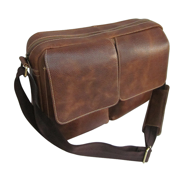 Dual Flap Leather Messenger Briefcase product image