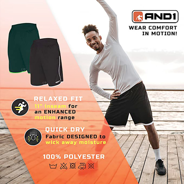 AND1® Men's Active Athletic Performance Shorts (4-Pack) product image