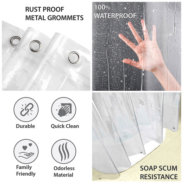 Mildew-Resistant Vinyl Shower Curtain Liner with Metal Grommets & Magnets (2-Pack) product image