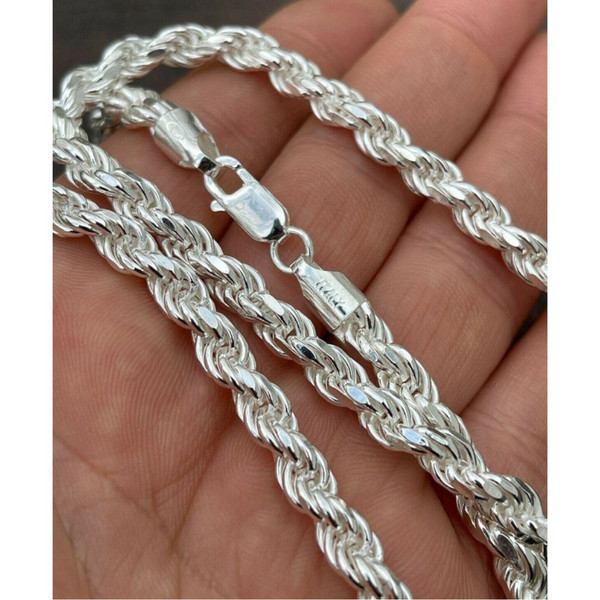 Solid 925 Sterling Silver Italian 6mm Diamond-Cut Chain product image