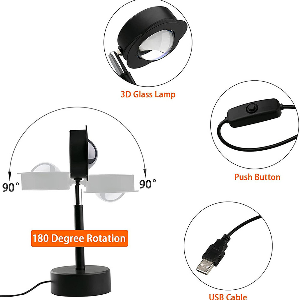 USB Charging LED Sunset Projection Lamp product image