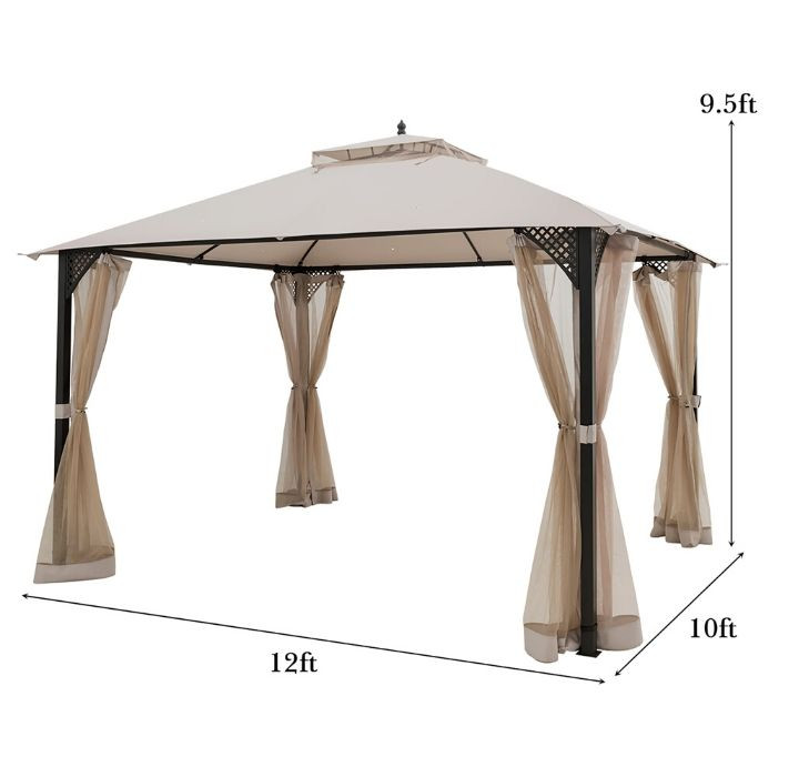 Outdoor Patio 12' x 10' Gazebo Canopy with Netting product image