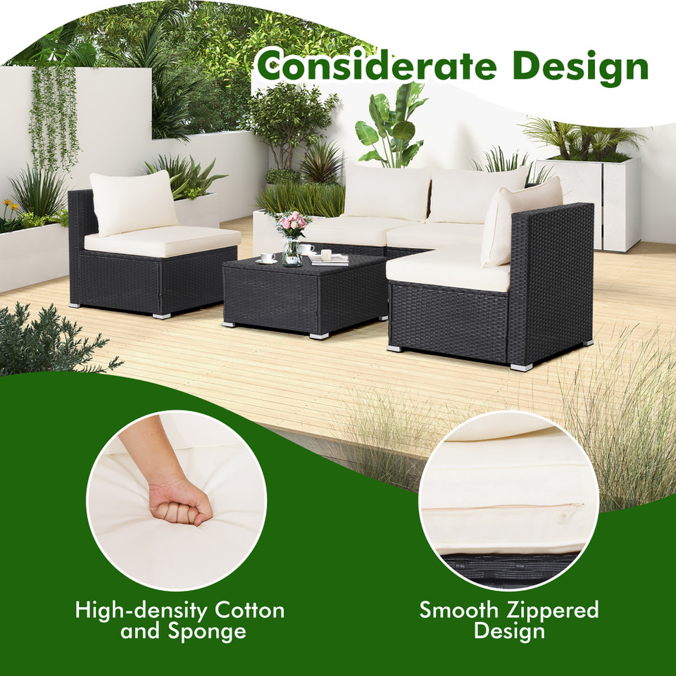5-Piece Patio Rattan Wicker Furniture Conversation Set product image