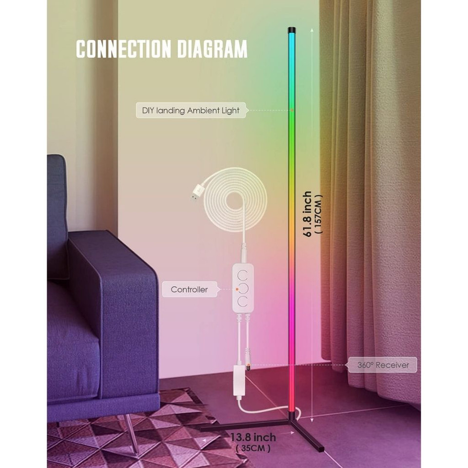 Smart Color-Changing LED Floor Lamp with Remote Control (1- to 4-Pack) product image