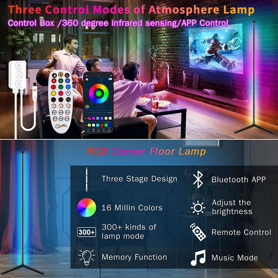 Smart Color-Changing LED Floor Lamp with Remote Control (1- to 4-Pack) product image