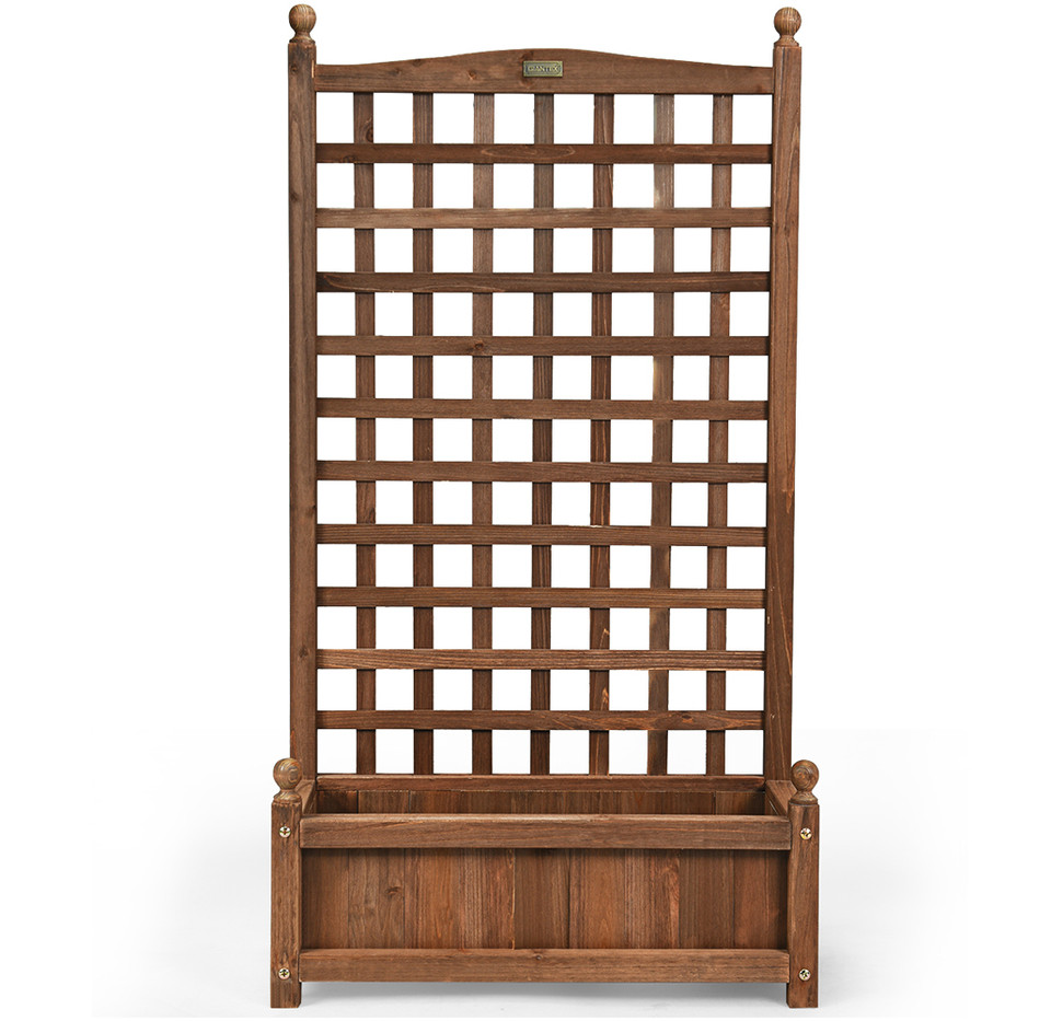 Solid Wood Planter Box with Trellis product image
