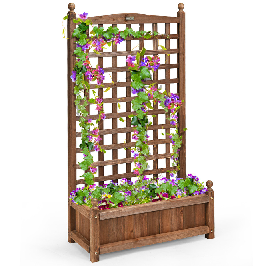 Solid Wood Planter Box with Trellis product image