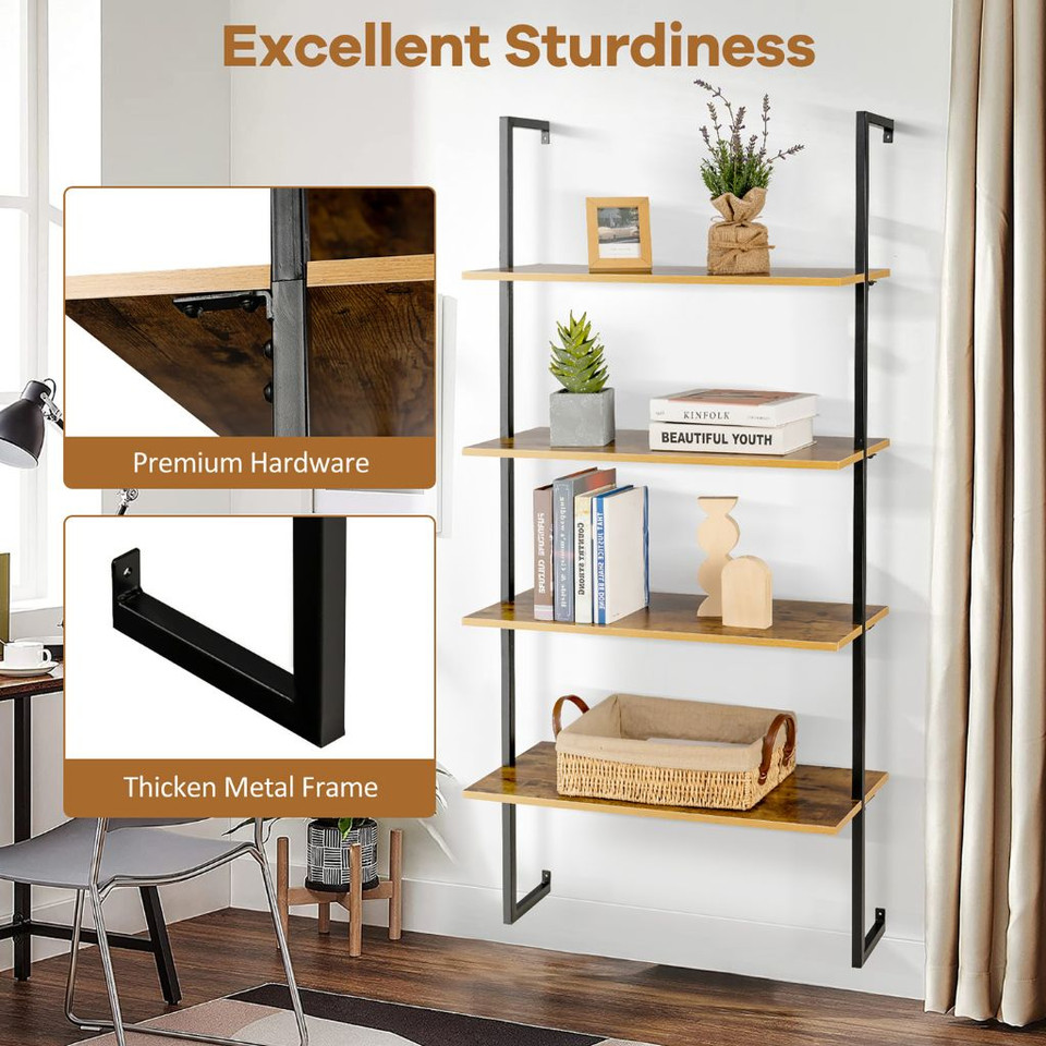 4-Tier Industrial Ladder Shelf product image
