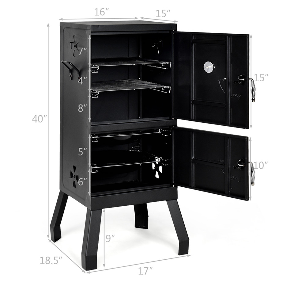 Vertical Charcoal BBQ Smoker with Removable Roasting Racks product image