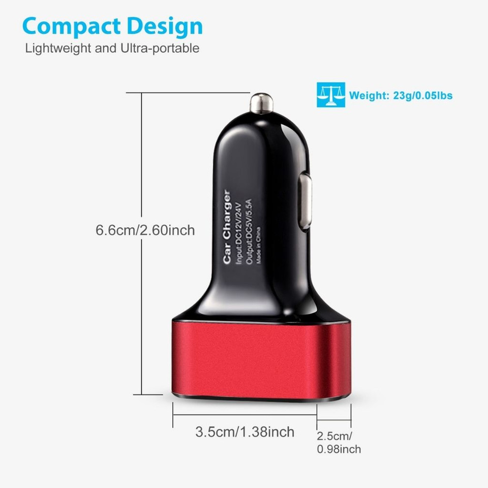 KOCASO® 3-Port 30W High-Speed Car Charger Adapter product image