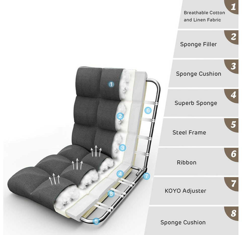 Folding Adjustable 14-Position Floor Chair product image