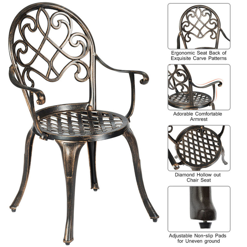 3-Piece Cast Aluminum Bistro Set with Removable Ice Bucket product image