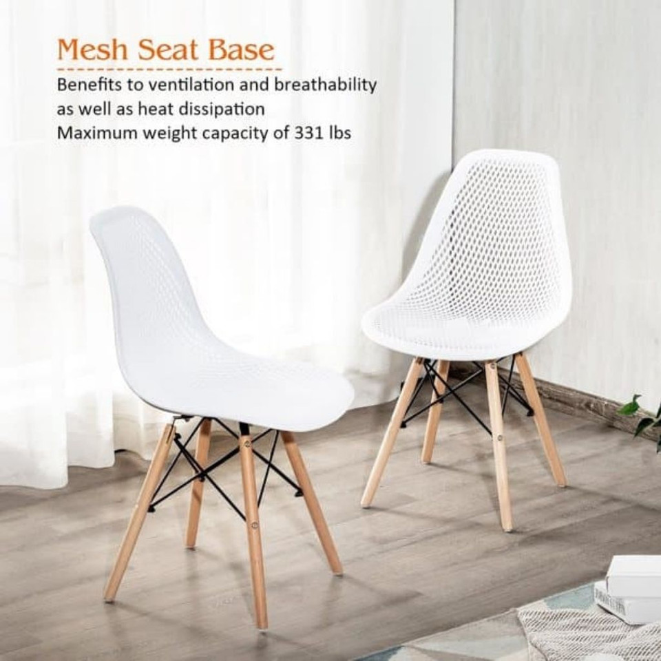 Plastic Hollowed-out Mid-Century Modern Wood-Leg Seat (Set of 4) product image