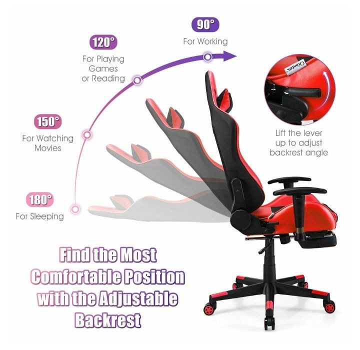 Reclining Massage Rolling Office/Gaming Chair with Footrest product image