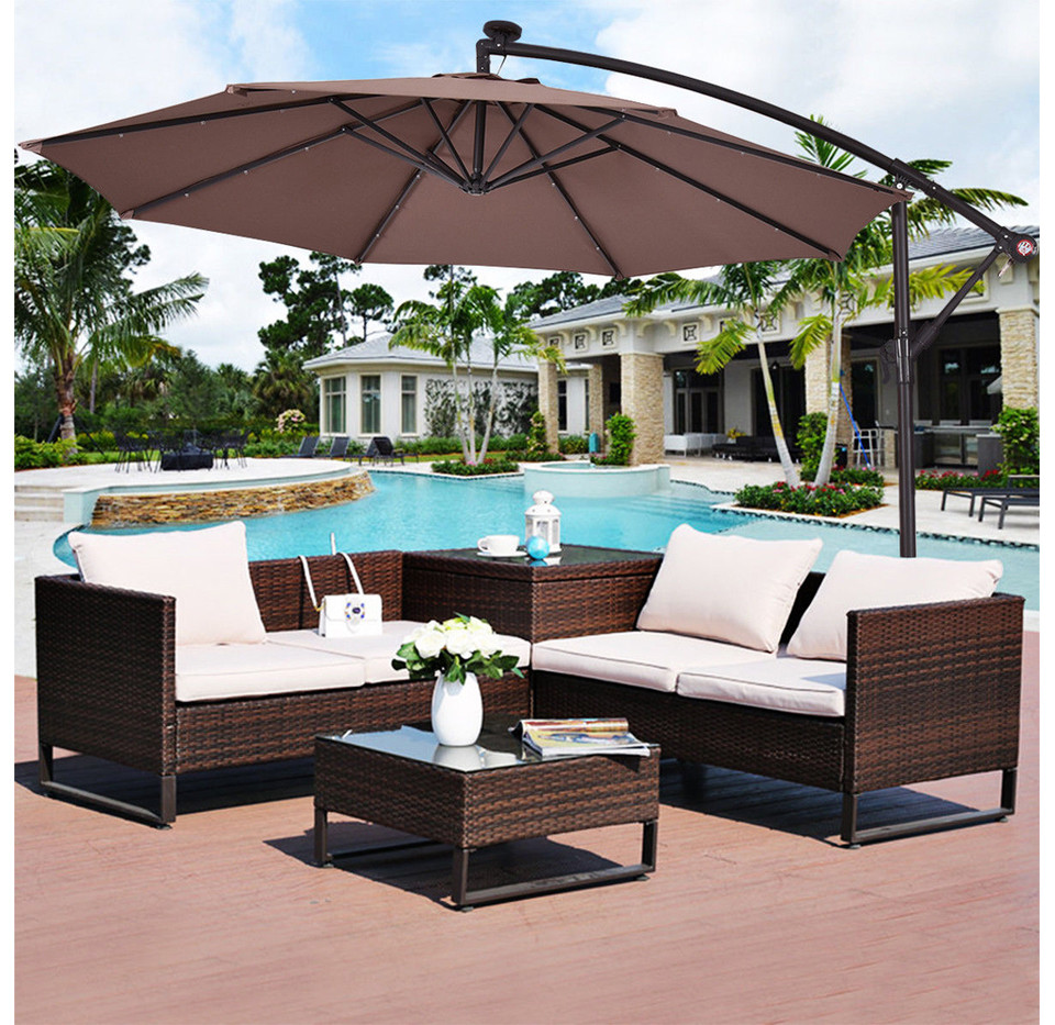10' Hanging Solar LED Patio Sun Shade Umbrella product image