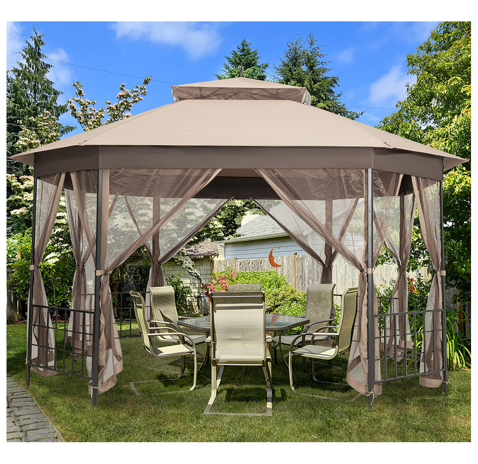 Octagonal 10' x 12' Netted Patio Gazebo Canopy product image