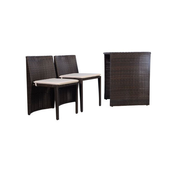 Rattan 3-Piece Nesting Cushioned Outdoor Patio Set product image