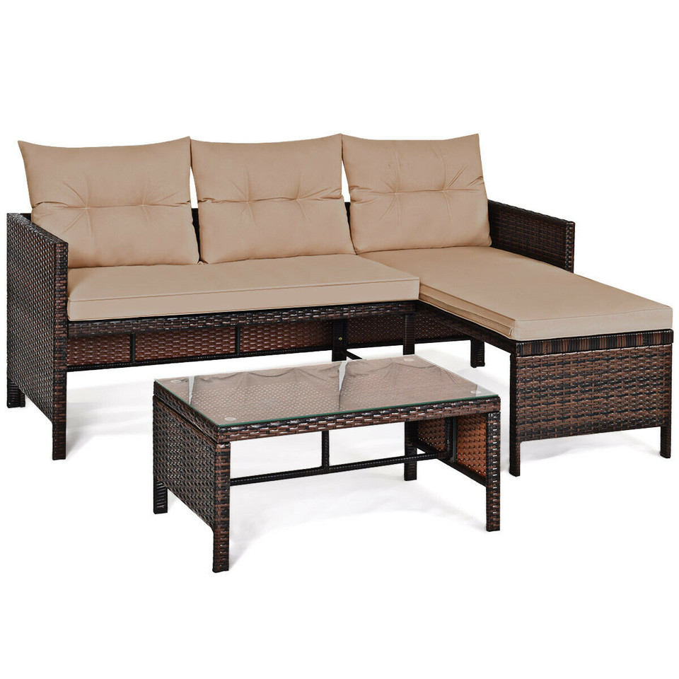Patio Rattan Wicker Conversation Sofa Set product image