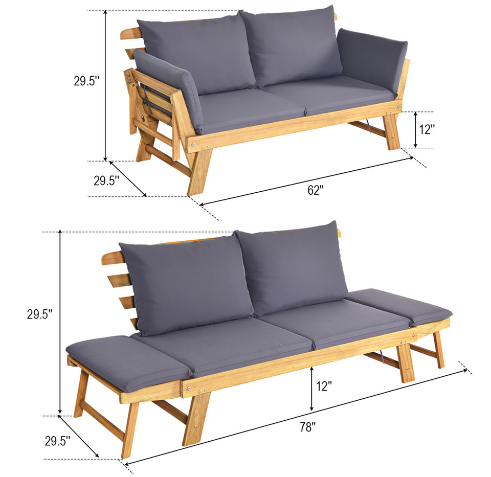 Acacia Wood Patio Sofa Daybed product image