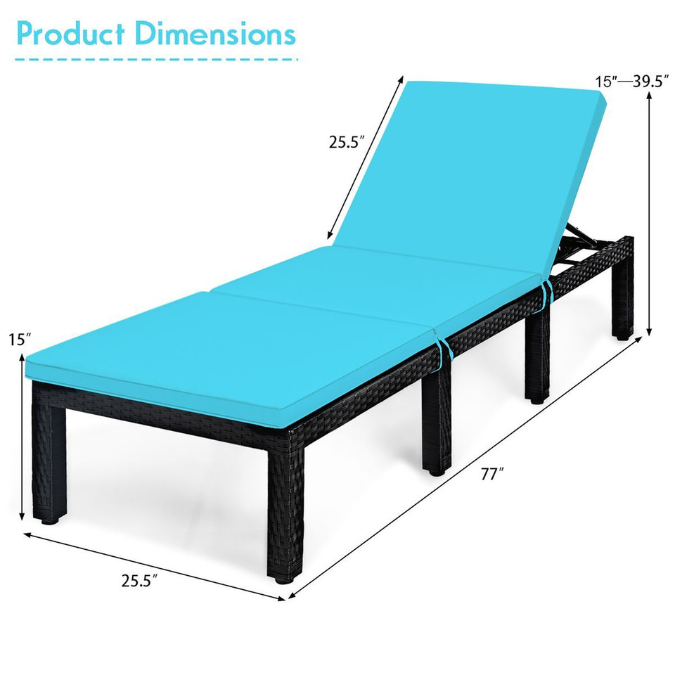 Outdoor Height-Adjustable Patio PE Rattan Chaise Lounges (Set of 2) product image