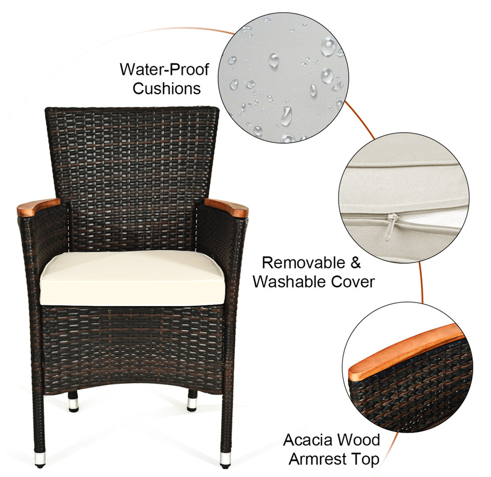 Rattan 7-Piece Patio Dining Set with Cushions product image