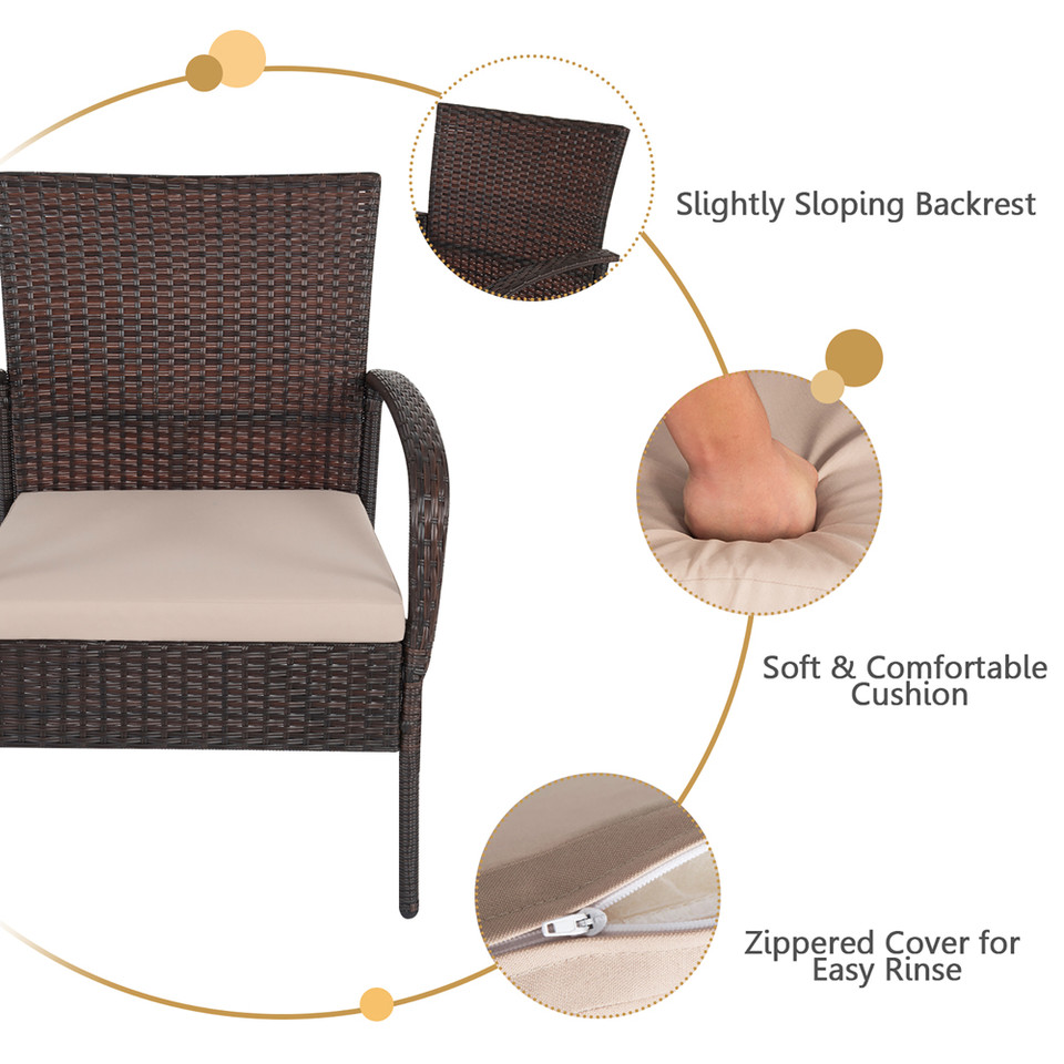 4-Piece Beige Cushioned Rattan Patio Set product image