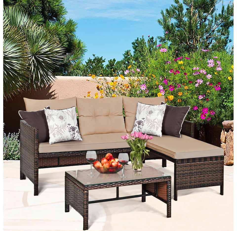 Rattan Wicker Outdoor 3-Piece Patio Sectional product image