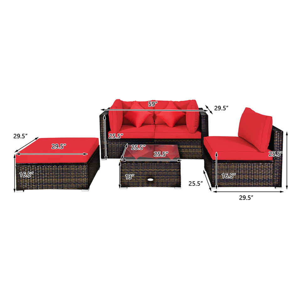 Rattan 5-Piece Outdoor Patio Sectional product image