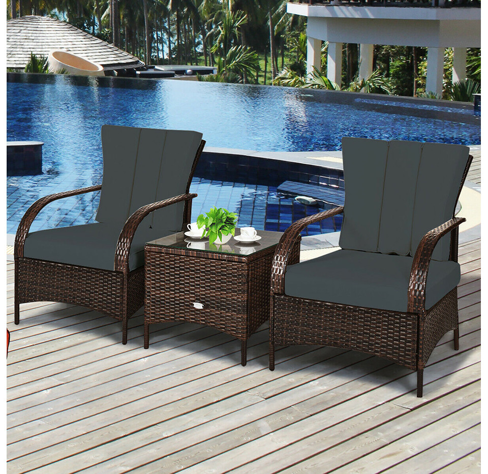 Rattan Outdoor 3-Piece Chair & Table Set product image