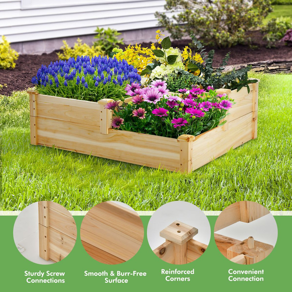 3-Tier Outdoor Raised Garden Bed Vegetable Planter Box product image