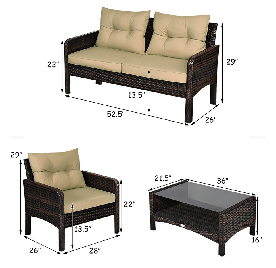 Rattan 4-Piece Loveseat Patio Furniture Set product image