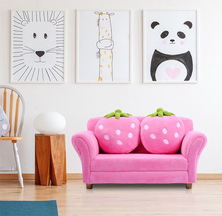 Kids' Pink Strawberry Cushion Sofa product image