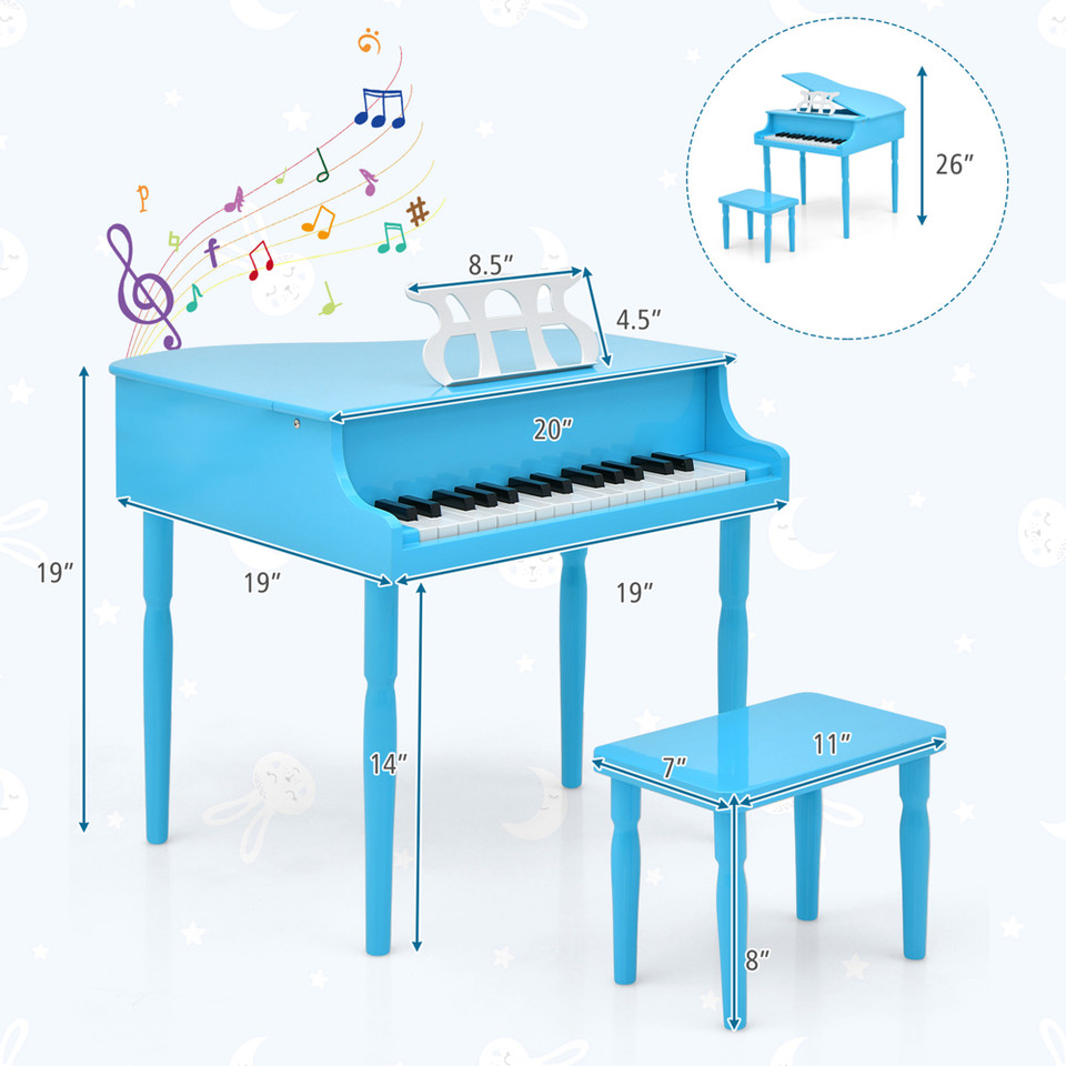 Kids' Wooden 30-Key Classic Baby Grand Piano product image