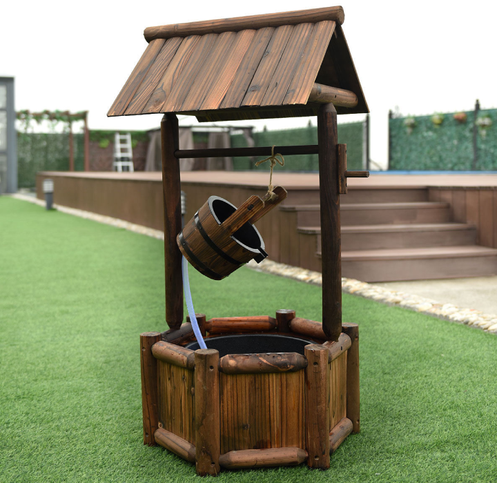 Rustic Wooden Wishing Well Fountain product image