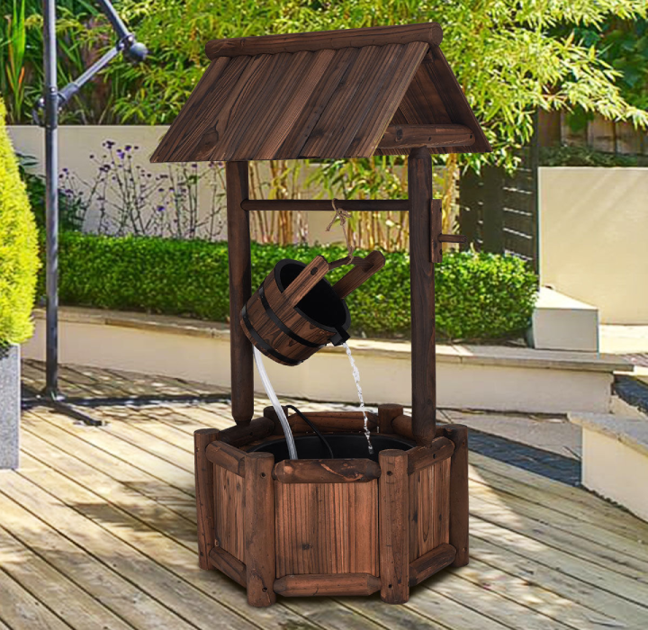 Rustic Wooden Wishing Well Fountain product image