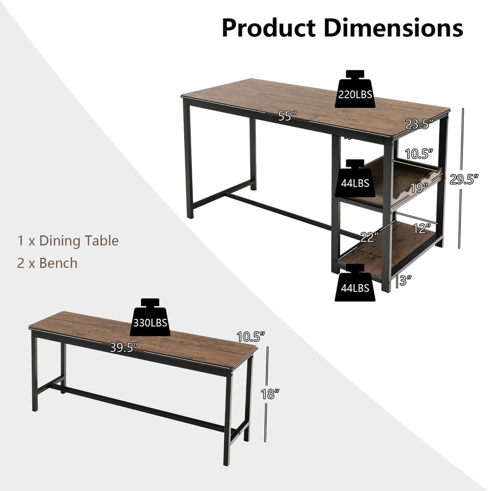Dining Table Set with 2 Benches product image