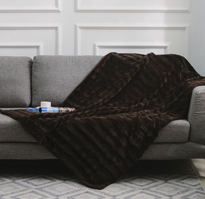 Soft Faux Fur Microplush Reversible Throw Blanket product image