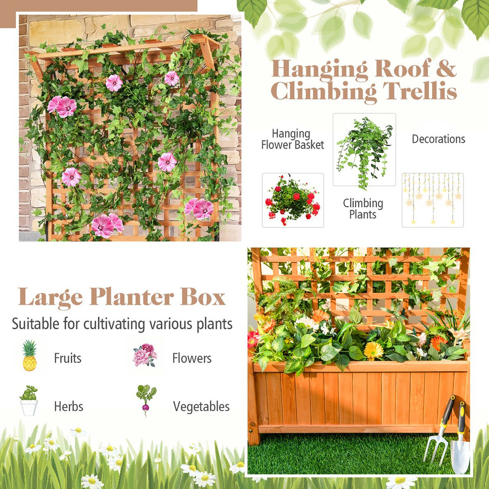6-Foot Raised Garden Bed Planter Box with Trellis product image