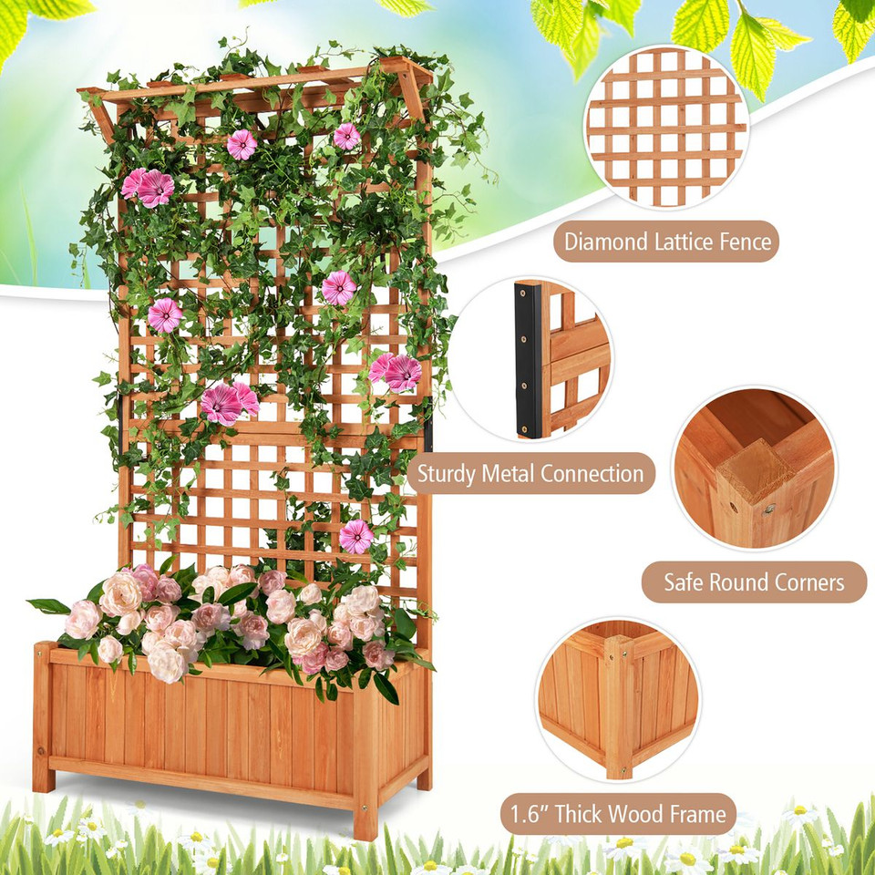 6-Foot Raised Garden Bed Planter Box with Trellis product image