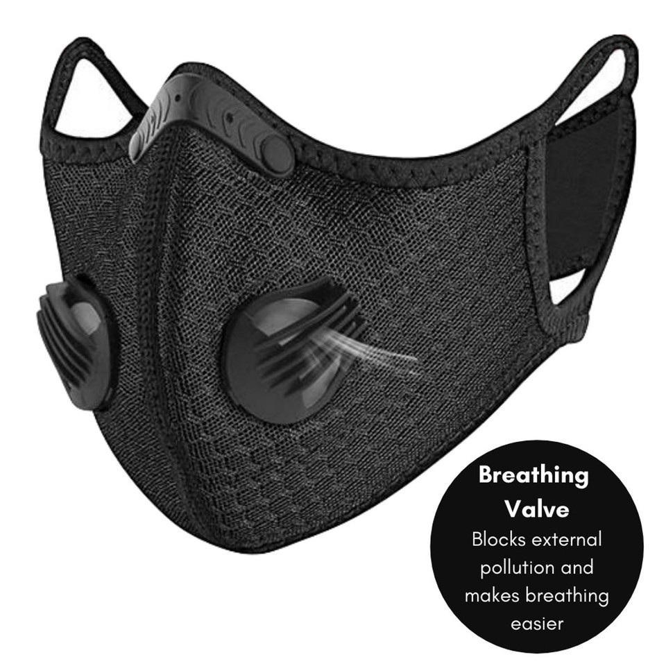 Performance Sports Face Mask with Activated Carbon Filter and Breathing Valves product image