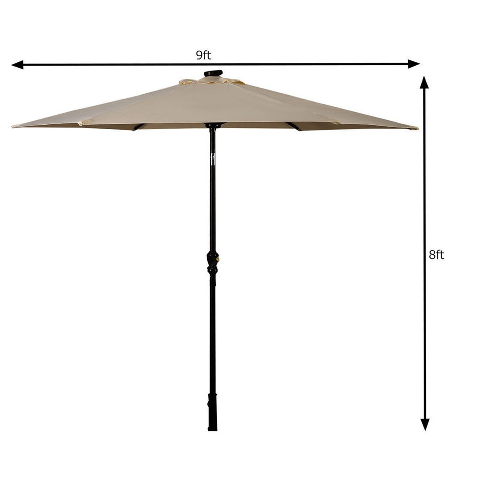 9-Foot Solar LED Crank Patio Umbrella product image