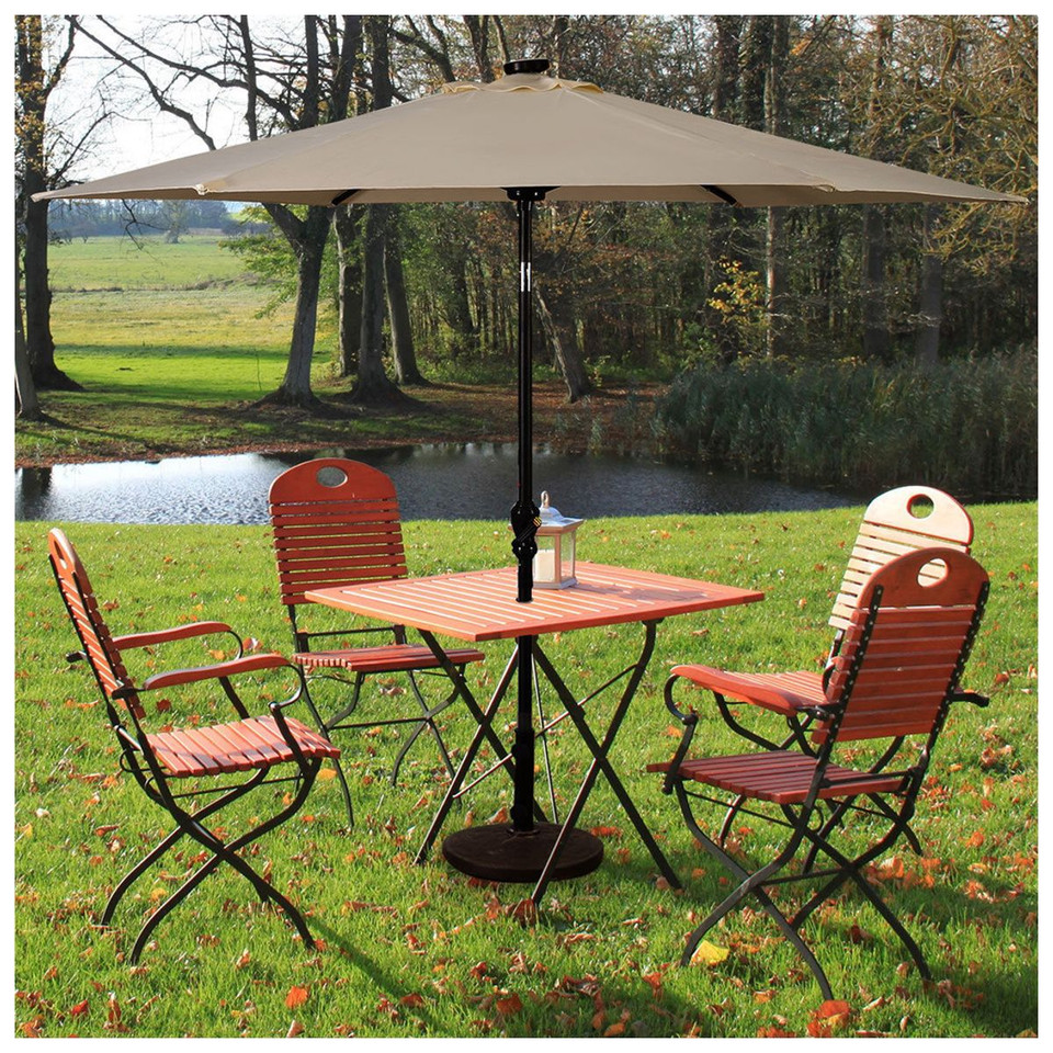 9-Foot Solar LED Crank Patio Umbrella product image
